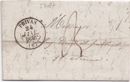 37108# LETTRE Datée De FOUILLIS Obl PRIVAS 24 JANVIER 1836 T13 ARDECHE Pour ST ETIENNE LOIRE - 1801-1848: Précurseurs XIX