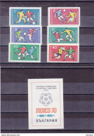 BULGARIE 1970 Coupe Du Monde De Football, Mexico Yvert 1761-1766 + BF 28, Michel 1982-1987 + Bl 26 NEUF** MNH - Nuovi