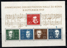 Allemagne Bund 1959 Mi. Bl. 2 Bloc Feuillet 100% Neuf ** Beethoven, Compositeurs - Otros & Sin Clasificación