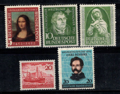 Allemagne Bund 1952 Neuf * MH 100% Célébrités, Navire, Mona Lisa - Neufs