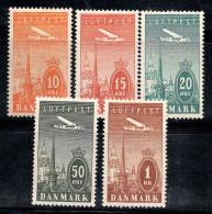 Danemark 1934 Mi. 217-221 Neuf * MH 100% Poste Aérienne - Luftpost
