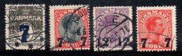 Danemark 1926-27 Mi. 156-158, 174 Oblitéré 100% Surimprimé Roi Christian - Used Stamps