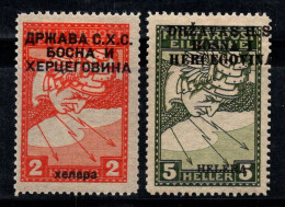 Yougoslavie 1918 Mi. 17 II-18 I Neuf * MH 100% Exprés Surimprimé - Unused Stamps