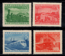 Yougoslavie 1949 Mi. 583-586 Neuf * MH 100% Train, Trains - Unused Stamps