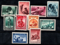 Yougoslavie 1939 Mi. 375-384 Neuf * MH 80% Enfants, Célébrités, Courses Automobiles - Unused Stamps