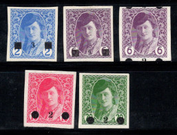 Yougoslavie 1918-19 Mi. 21-22, 27-29 Neuf * MH 80% Surimprimé Signé 2 H - Unused Stamps