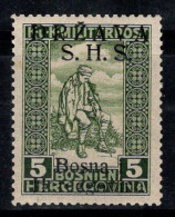 Yougoslavie 1918 Mi. A19 I Neuf * MH 100% SHS, 5+2 H Surimprimé - Unused Stamps