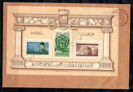 Égypte 1951 Mi. Bl. 5 Enveloppe 100% Jeux Méditerranéens, Alexandrie - Brieven En Documenten