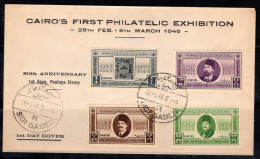 Égypte 1946 Mi. 284-287 Premier Jour 100% Neuve Exposition Philatélique, Sidi Gaber - Lettres & Documents