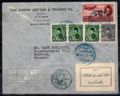 Égypte 1949 Enveloppe 100% Oblitéré Alexandrie, Bamberg, Allemagne - Covers & Documents
