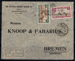 Égypte 1933-34 Enveloppe 100% Oblitéré Poste Aérienne Brême, Alexandrie - Cartas & Documentos