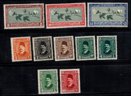 Égypte 1927 Mi. 116-124 Neuf * MH 100% Coton, Roi Fouad - Unused Stamps