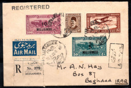 Égypte 1929 Enveloppe 100% Recommandée Bagdad, Alexandrie - Lettres & Documents