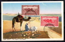 Egypte, Le Caire 1926 Mi. 97-98 Carte Postale 100% Prière Dans Le Désert - Cairo