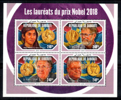 Djibouti 2018 Mi. 2698-2701 Mini Feuille 100% Neuf ** Lauréats Du Prix Nobel - Djibouti (1977-...)