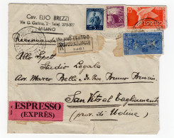 1950 Repubblica STORIA POSTALE Busta Affr. 5+20+25+55 Compreso 55 Lire UNESCO - 1946-60: Marcofilie