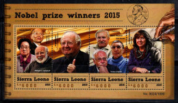 Sierra Leone 2015 Mi. 6707-10 Mini Feuille 100% Neuf ** Lauréats Du Prix Nobel - Sierra Leone (1961-...)