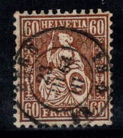 Suisse 1862 Mi. 27 Oblitéré 100% Helvetia Assis, 60 C - Oblitérés