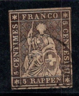 Suisse 1854 Mi. 13 Oblitéré 60% Helvetia Assis, 5 Rp - Usados