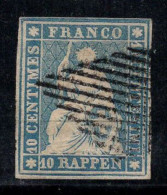 Suisse 1854 Mi. 14 Oblitéré 100% Helvetia Assis, 10 Rp - Gebruikt