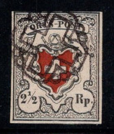 Suisse 1850 Mi. 6 Oblitéré 100% 2 1/2 Rp, ORTSPOST, Armoiries - 1843-1852 Federal & Cantonal Stamps