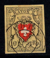 Suisse 1850 Mi. 8 Oblitéré 100% 10 Rp, RAYONNE, Armoiries - 1843-1852 Federal & Cantonal Stamps