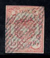 Suisse 1852 Mi. 12 Oblitéré 100% Signé 15 Rp, RAYONNE, Armoiries - 1843-1852 Federal & Cantonal Stamps