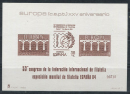 Espagne 1984 Mi. 2633-2634 Bloc Feuillet 100% Neuf ** Europe Cept - Blocks & Kleinbögen