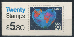 ÉTATS-UNIS 1991 Mi. 2132 Carnet 100% Neuf ** Carte De La Terre, Coeur - 1981-...