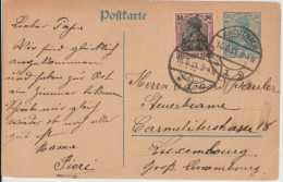 GERMANIA - 1921 - CP ENTIER De KREUZNACH => GRAND-DUCHE De LUXEMBOURG ! - Postcards