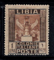 Libye Italienne 1921 Sass. 30 Neuf * MH 60% 1 L, Série Picturale, Victoire Ailée - Libye