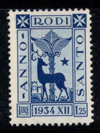 Égéen 1935 Sass. 97 Neuf ** 100% 1,25 L, Année Sainte,Cerf,Palmier... - Egeo