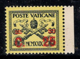 Vatican 1931 Sass. 14 Neuf ** 100% Surimprimé 25 C. Su 30 C, Armoiries Papales - Ongebruikt