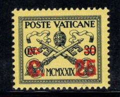 Vatican 1931 Sass. 14 Neuf ** 100% Surimprimé 25 C. Sur 30 C, Armoiries Du Pape - Ongebruikt