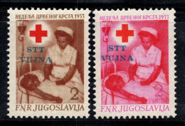 Trieste B 1953 Sass. 93-94 Neuf ** 100% Surimprimé Croix-Rouge,Infirmière - Ongebruikt