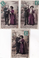 Serie 5 Cartes Fantaisie - Couple D Amoureux Sous Le Charme - Liebhaber - Lovers -  - Donne