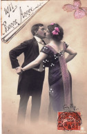 Carte Fantaisie - BONNE ANNEE - 1911 - Embrassade Entre Amoureux - Año Nuevo