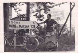 Photo 8.5 X 6.0  - Tandem Et Sa Remorque Sur La Route De Bordeaux - Juin 1952 - Places