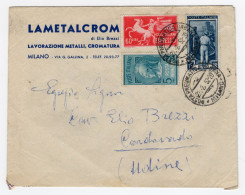 1952 Repubblica STORIA POSTALE Busta Affr. 60+5+15 Cat. +120 - 1946-60: Marcophilia