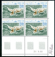 TAAF - N°146  - PLONGEE AUTONOME - BLOC DE 4 - COIN DATE - SIGNE QUILLIVIC - Unused Stamps
