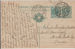 ITALIA - 1911 - CP ENTIER "AVEC REPONSE" ! AMBULANT TORINO SAVONA ! => MONTE CARLO (MONACO) ! - Interi Postali