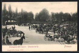 Cartolina Firenze, Passeggiata Delle Cascine, Piazzale Del Re, Pferdekutsche  - Firenze