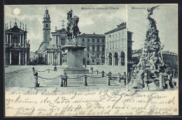 Lume Di Luna-Cartolina Torino, Monumento Emanuele Filiberto, Monumento Del Frejus  - Altri & Non Classificati