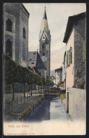 Cartolina Brixen, Wasserpartie Mit Blick Zur Kirche  - Sonstige & Ohne Zuordnung