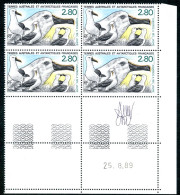 TAAF - N°150  - ALBATROS A BEC JAUNE - BLOC DE 4 - COIN DATE - SIGNE ANDREOTTO - Unused Stamps