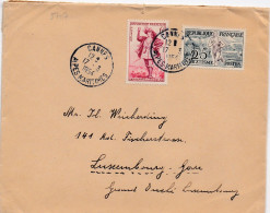 37117# LETTRE TARIF SPECIAL LUXEMBOURG 2ème ECHELON DE POIDS Obl CANNES ALPES MARITIMES 1954 - Tarifas Postales