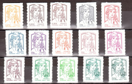 France - 2013 - Autoadhésif N° 847 à 861 - Neuf ** - Marianne De Ciappa & Kawena - Unused Stamps