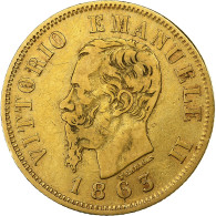 Italie, Vittorio Emanuele II, 10 Lire, 1863, Turin, Or, TB+, KM:9.3 - 1861-1878 : Víctor Emmanuel II