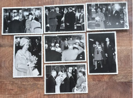 7 Photos N/b---Visite Royale : Au Printemps 1966, Liège Accueillait Elisabeth II (12,5cm X 8,5 Cm) - Personalità