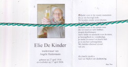 Elie De Kinder-Hadermann, 1914, 2016. Honderdjarige. Foto - Décès